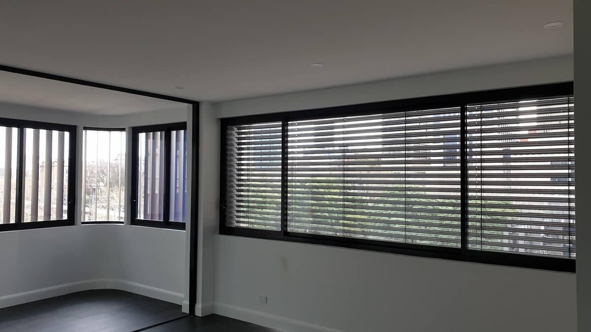 Internal shot of the external venetian blind on Golf House