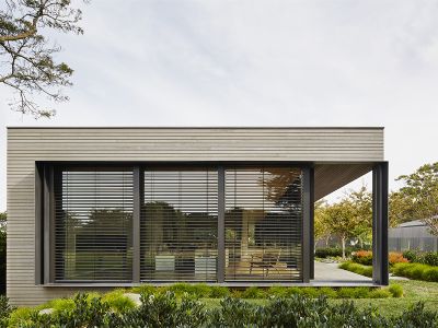 External venetian blinds on the facade of a residential home