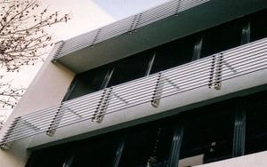 Fixed louvres installed on the side of a building