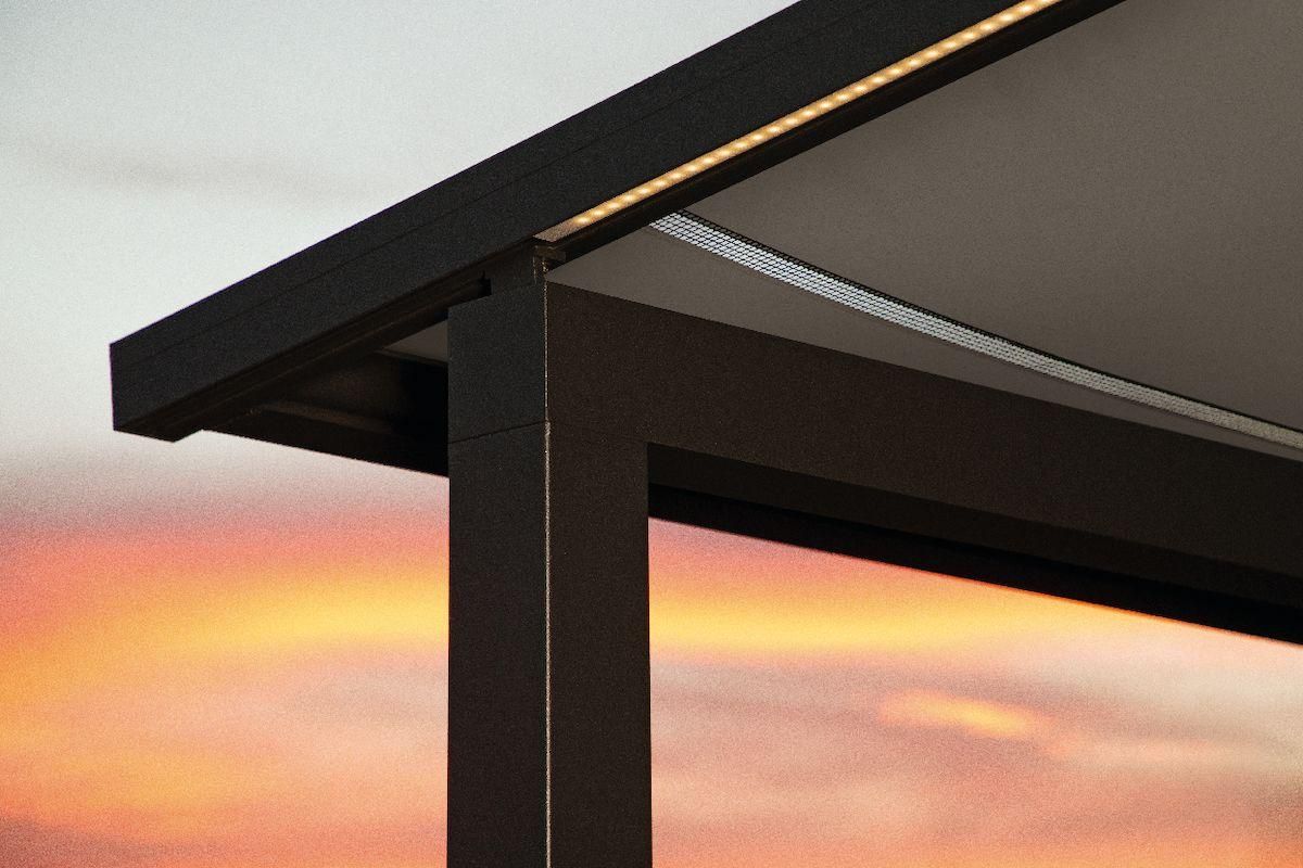 Warema Perea P60 Pergola Awning at dusk